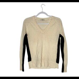 Madewell White Black Merino Wool Vneck Sweater